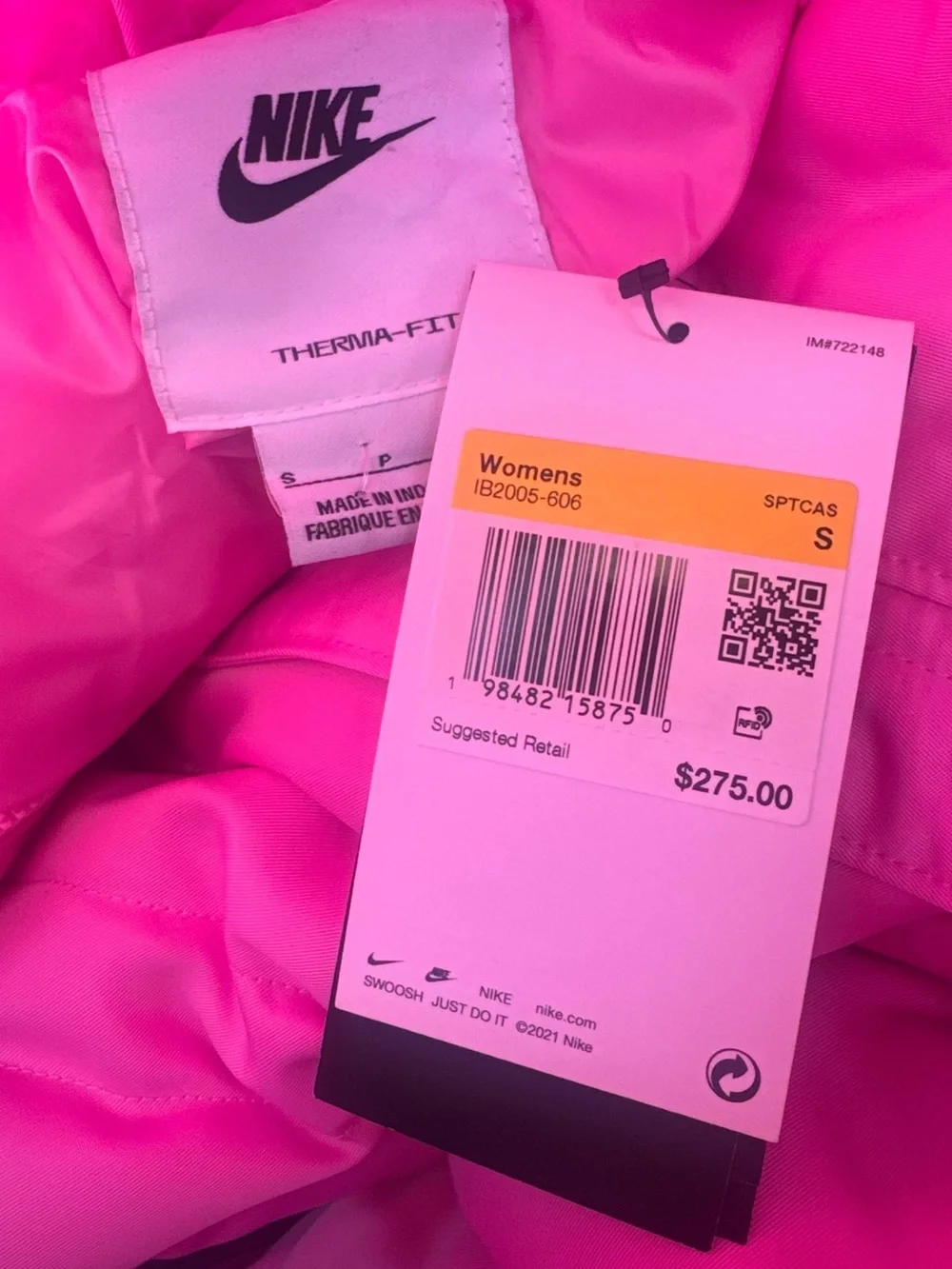 Nike Sportswear Swoosh Series Therma-Fit Down Puffer Jacket Barbie Pink SZ S NWT